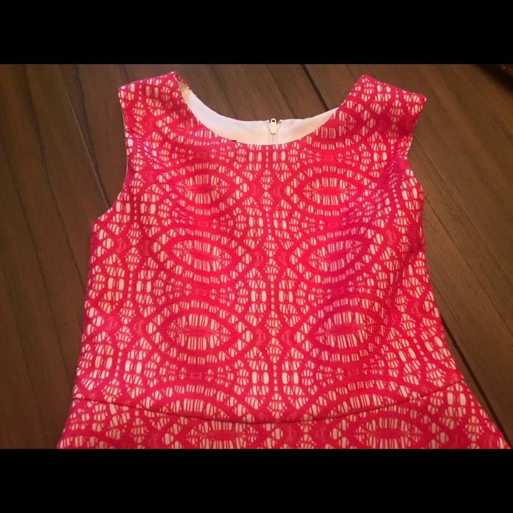 Bold Pink & White Sleeveless Dress for Young Girls